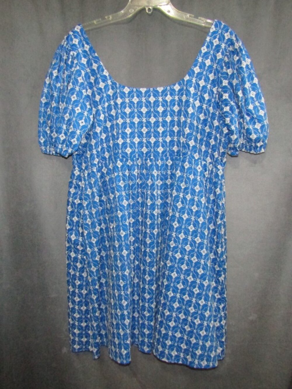 Rhode x Target Blue Eyelet Puff Sleeve Mini Dress Size L Babydoll Lined New Tag - Picture 6 of 13